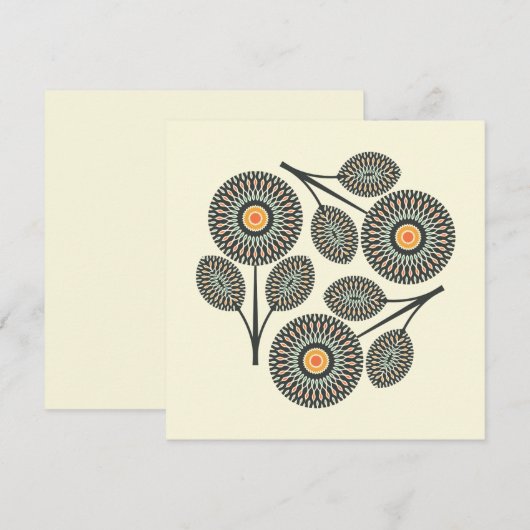 Midden-eeuwse moderne bloemnoot Kaart Notitiekaartje (Voorkant / Achterkant)