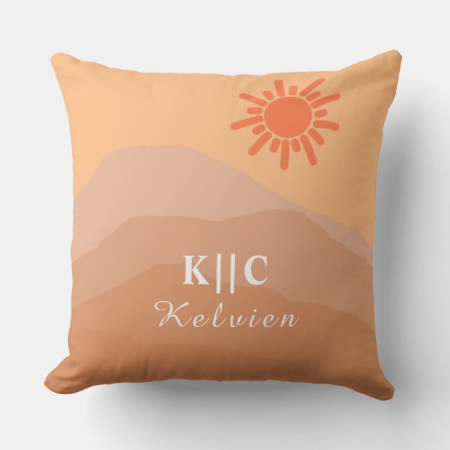 Midden-eeuwse moderne Boho retro abstracte berg Kussen (Voorkant)