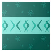 Midden-eeuwse moderne Boomerangs Blauwgroen Tegeltje (Voorkant)