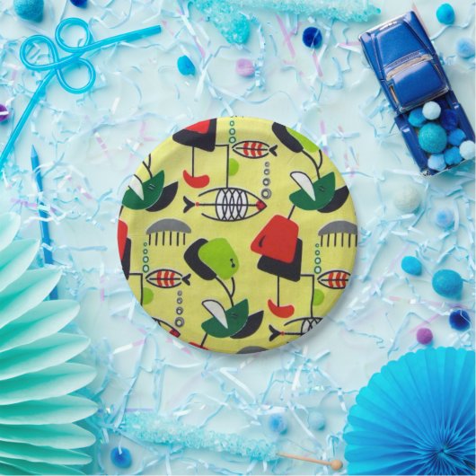 Midden-eeuwse moderne Bord voor atoomvispapier (Feest)