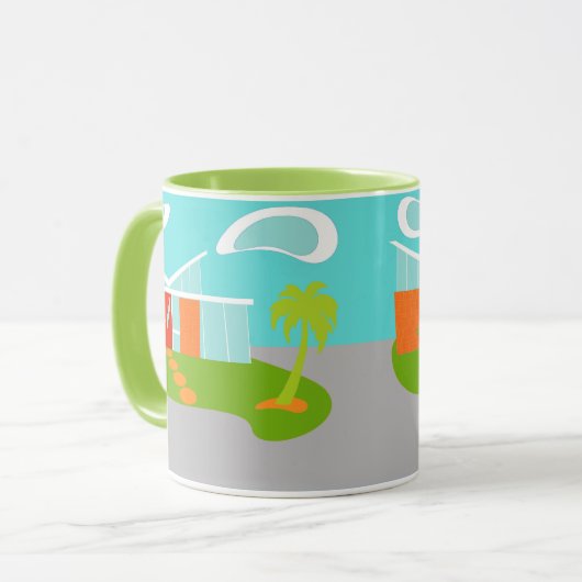 Midden-eeuwse moderne Cartoon huis Mok (Voorkant links)