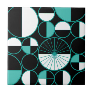 Midden-eeuwse moderne cirkels Halves Turquoise Tegeltje