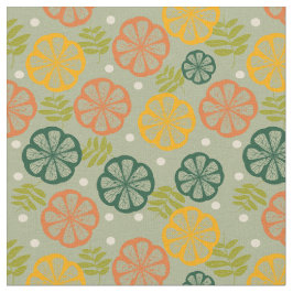 Midden-eeuwse moderne Citrus Slices Green Stof