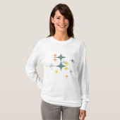 Midden-eeuwse moderne Eames Atomic Starbursts Patr T-shirt (Voorkant volledig)