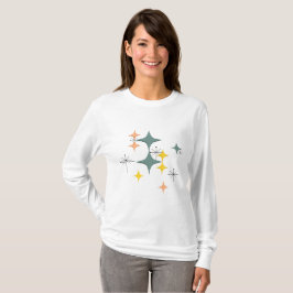 Midden-eeuwse moderne Eames Atomic Starbursts Patr T-shirt