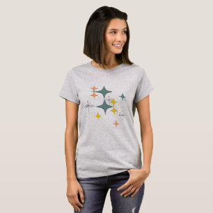 Midden-eeuwse moderne Eames Atomic Starbursts Patr T-shirt