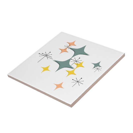 Midden-eeuwse moderne Eames Atomic Starbursts Patr Tegeltje (Zijkant)