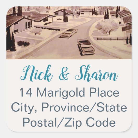 Midden-eeuwse moderne envelop afdichting Adresetik Vierkante Sticker (Voorkant)