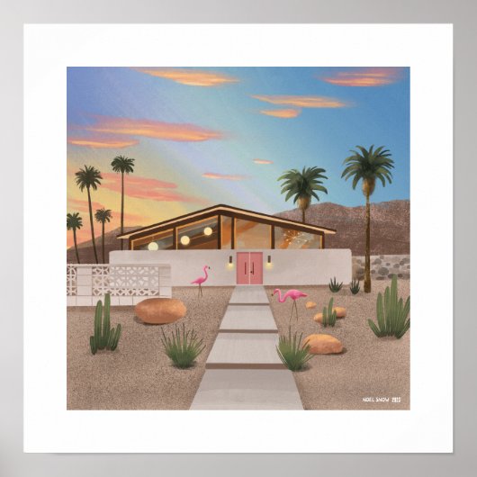 Midden-eeuwse moderne Flamingo Print (Voorkant)