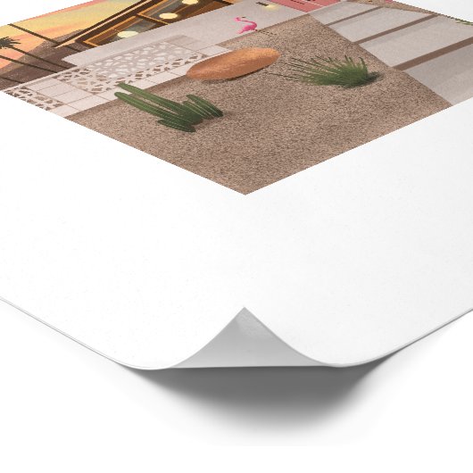 Midden-eeuwse moderne Flamingo Print (Hoek)