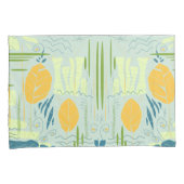 Midden-eeuwse moderne Floral Abstracte Lake Scene Kussensloop (Voorkant-Rechts)