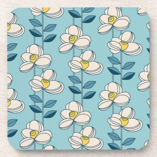 Midden-eeuwse moderne Floral Leaf Pattern Bier Onderzetter (Voorkant)