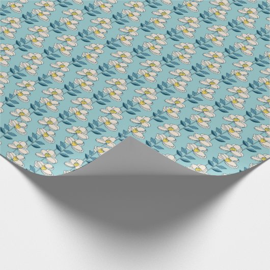 Midden-eeuwse moderne Floral Leaf Pattern Cadeaupapier (Hoek)