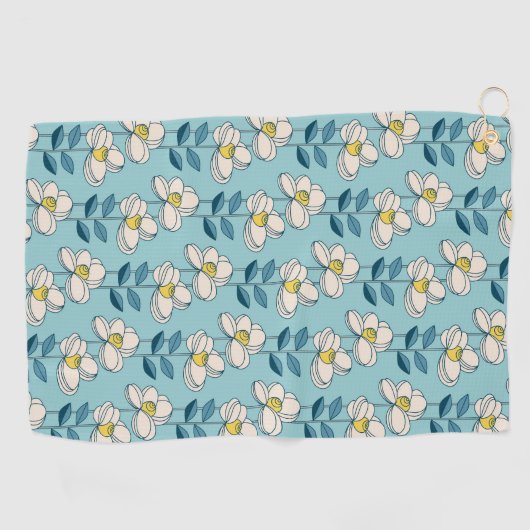 Midden-eeuwse moderne Floral Leaf Pattern Golfhanddoek (Horizontaal)