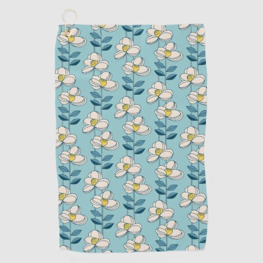 Midden-eeuwse moderne Floral Leaf Pattern Golfhanddoek (Voorkant)
