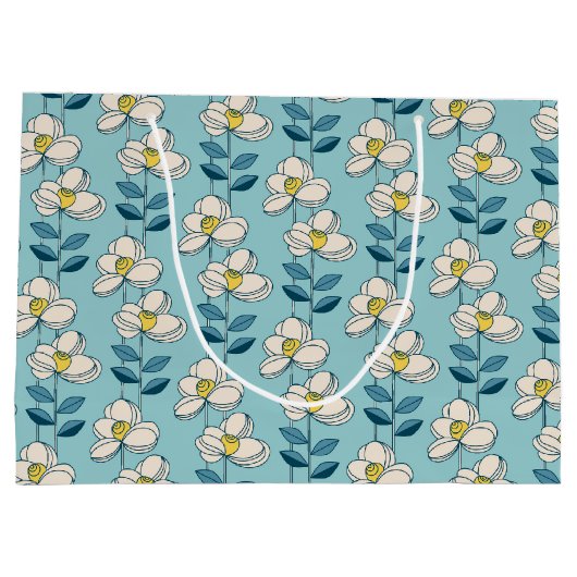 Midden-eeuwse moderne Floral Leaf Pattern Groot Cadeauzakje (Achterkant)