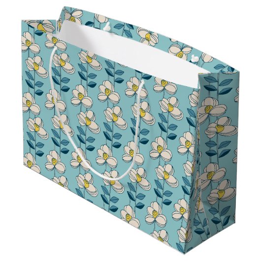 Midden-eeuwse moderne Floral Leaf Pattern Groot Cadeauzakje (Achterkant Gekanteld)