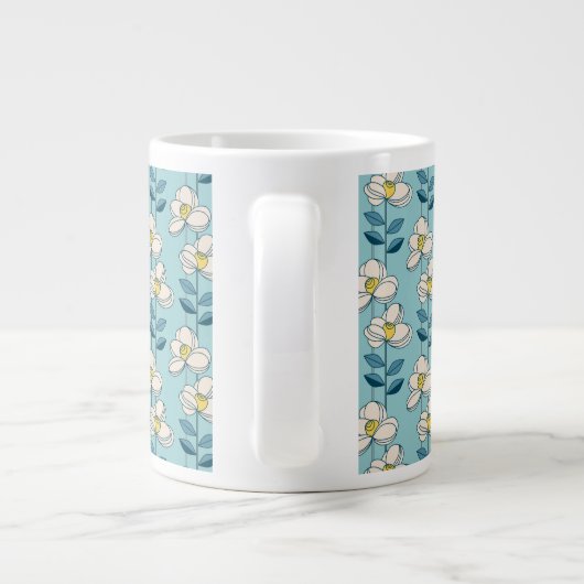 Midden-eeuwse moderne Floral Leaf Pattern Grote Koffiekop (Achterkant)