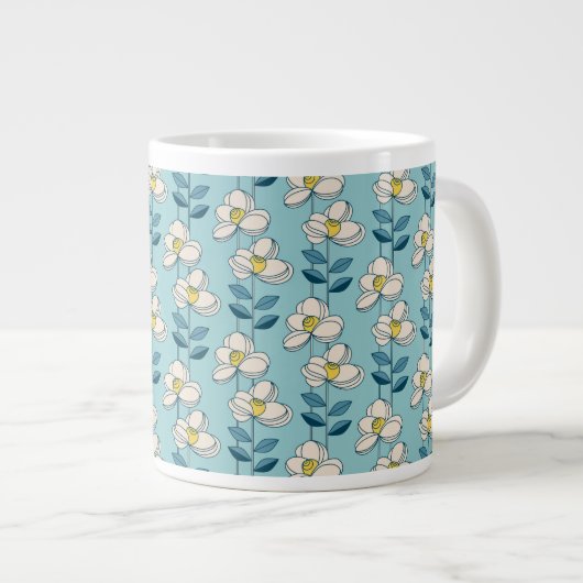Midden-eeuwse moderne Floral Leaf Pattern Grote Koffiekop (Voorkant rechts)