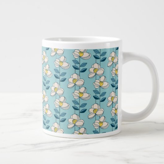 Midden-eeuwse moderne Floral Leaf Pattern Grote Koffiekop (Rechts)