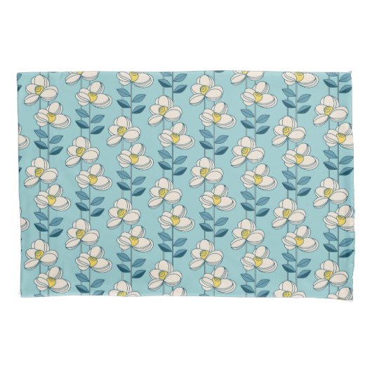 Midden-eeuwse moderne Floral Leaf Pattern Kussensloop (Voorkant-Links)