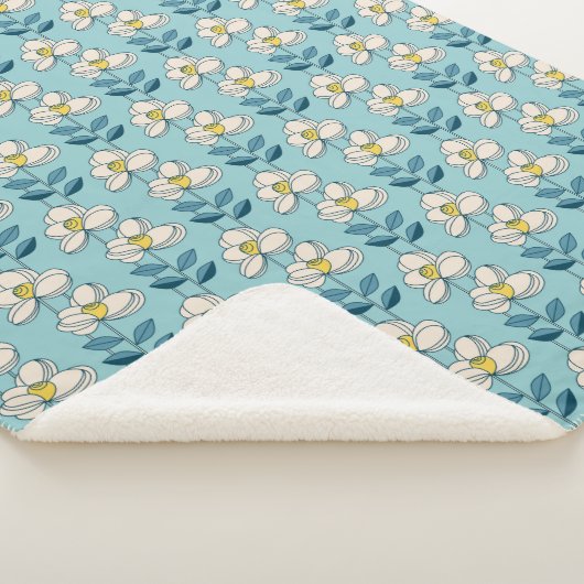 Midden-eeuwse moderne Floral Leaf Pattern Sherpa Deken (3/4)