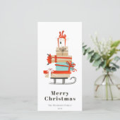 Midden-eeuwse moderne geïllustreerde Kerstslee Feestdagenkaart (Staand voorkant)