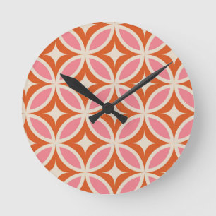 Midden-eeuwse moderne geometrische patroon roze or ronde klok