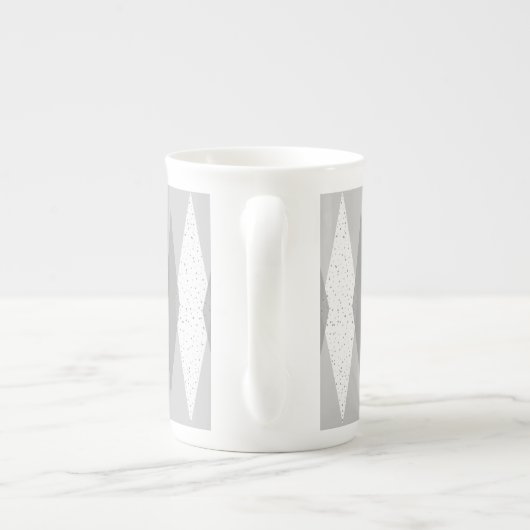 Midden-eeuwse moderne grijze Argyle Bone China Mok (Achterkant)