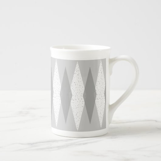 Midden-eeuwse moderne grijze Argyle Bone China Mok (Rechts)