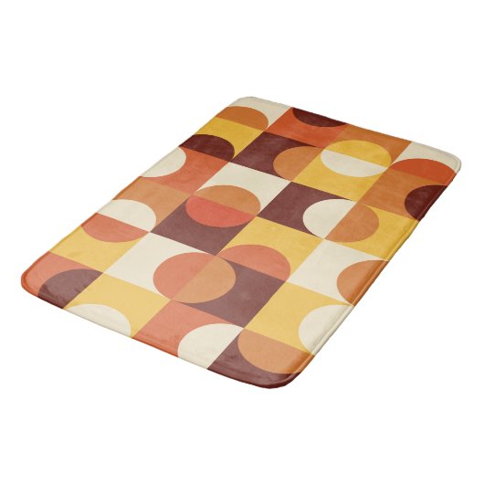 Midden-eeuwse moderne halve cirkels geel en oranje badmat (Gekanteld)