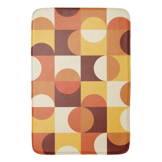 Midden-eeuwse moderne halve cirkels geel en oranje badmat (Voorkant Verticaal)