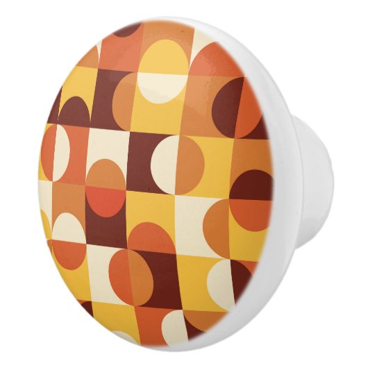 Midden-eeuwse moderne halve cirkels geel en oranje keramische knop (Rechts)