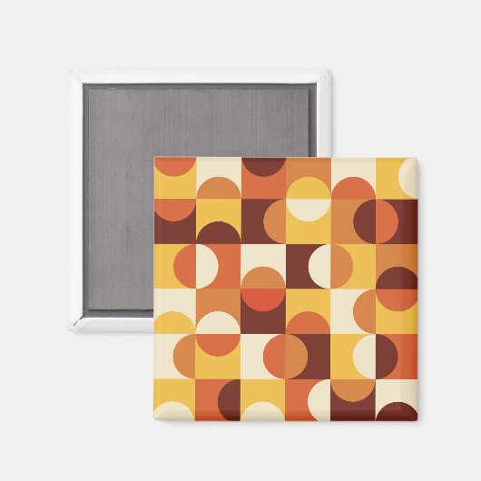 Midden-eeuwse moderne halve cirkels geel en oranje magneet (Voorkant / Achterkant)