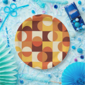 Midden-eeuwse moderne halve cirkels geel en oranje papieren bordje (Feest)