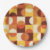 Midden-eeuwse moderne halve cirkels geel en oranje papieren bordje (Voorkant)