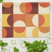 Midden-eeuwse moderne halve cirkels geel en oranje theedoek (Gevouwen)