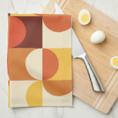 Midden-eeuwse moderne halve cirkels geel en oranje theedoek (Quarter Fold)