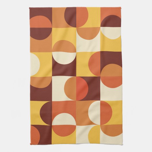 Midden-eeuwse moderne halve cirkels geel en oranje theedoek (Verticaal)