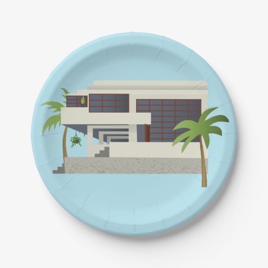 Midden-eeuwse Moderne Huis Papieren Bordje (Voorkant)