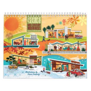 Midden-eeuwse moderne huizen kalender
