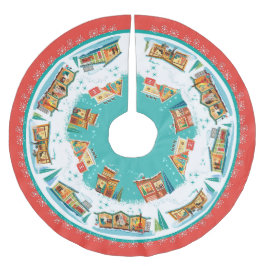 Midden-eeuwse moderne huizen kerstboom rok