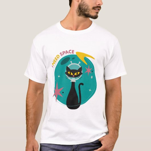 Midden-eeuwse moderne I heb ruimte kat nodig T-shirt (Voorkant)