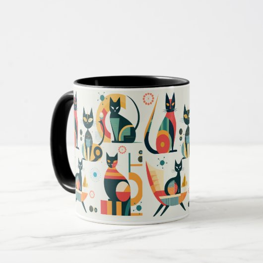 Midden-eeuwse moderne katten mok (Voorkant links)