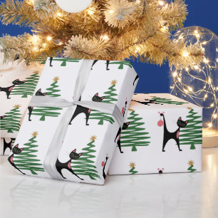 Midden-eeuwse moderne kerst 1950's atomaire kat cadeaupapier