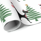 Midden-eeuwse moderne kerst 1950's atomaire kat cadeaupapier (Rol Hoek)