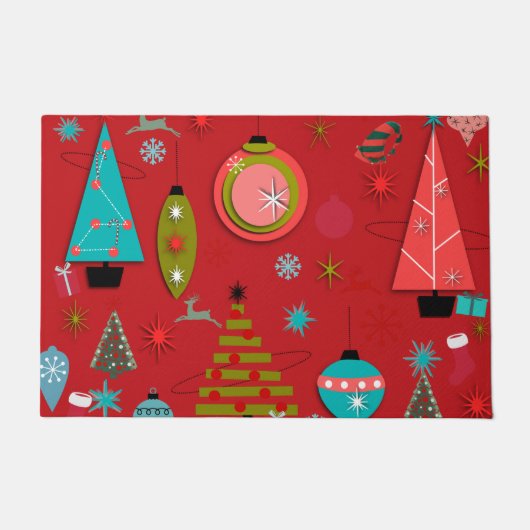 Midden-eeuwse moderne kerstdeurmat rood deurmat (Voorkant)