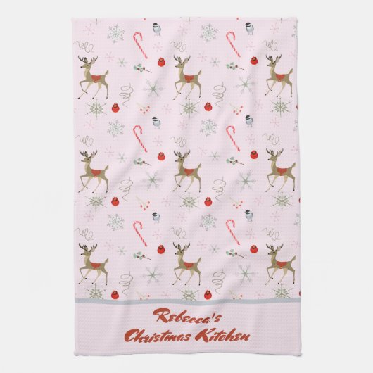 Midden-eeuwse moderne kerstrendiersnoeren theedoek (Verticaal)