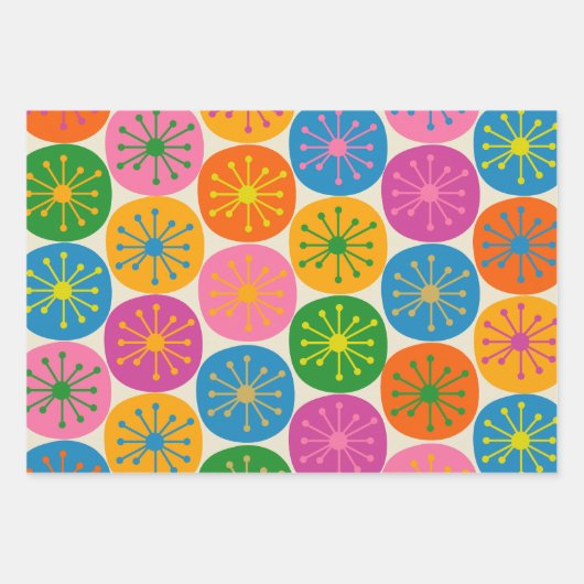 Midden-eeuwse moderne kleurrijke Bright Fun Atomic Inpakpapier Vel (Voorkant 3)