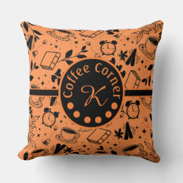 Midden-eeuwse moderne koffieliefhebber boekenworm  kussen